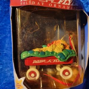 Radio Flyer Holiday Ornament Dog In Radio Flyer Wagon